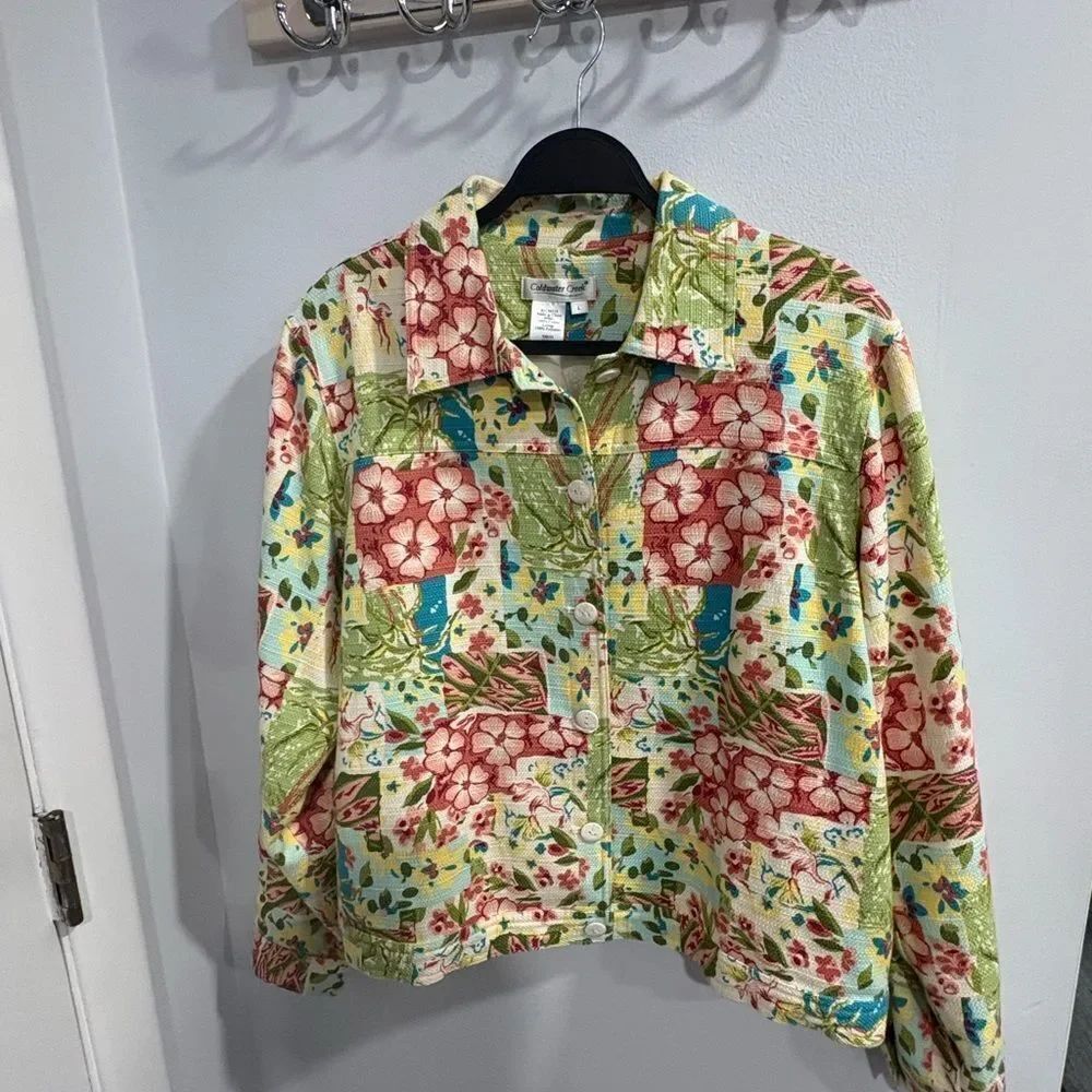 Coldwater Creek Multicolor Floral Cotton Women’s Jacket